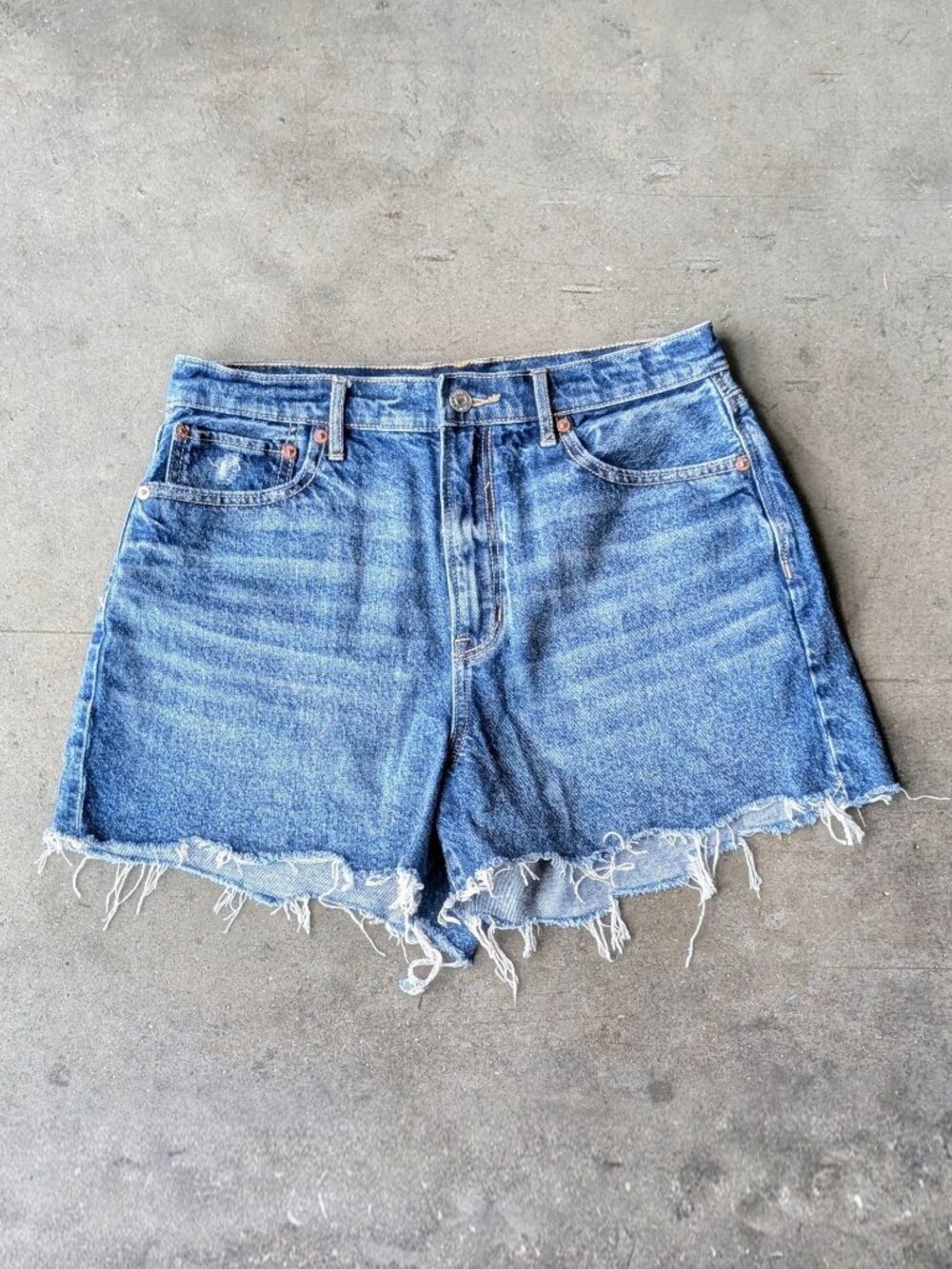 American Eagle Highest Rise 90s Boyfriend Short Blue Denim Jean Shorts size 10
